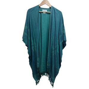 Southwest Indian Foundation Open Kimono M 100% Rayon Green Western Indie Boho